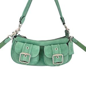 Coach CDA95 Suede Ashton Shoulder Bag Crossbody Handbag Mint